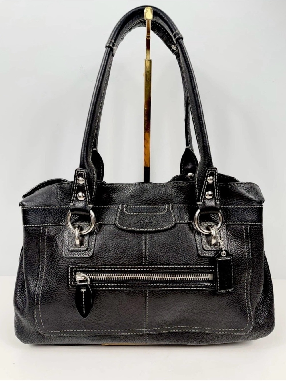 Coach Pebble Leather Tote Bag Silver Hardware